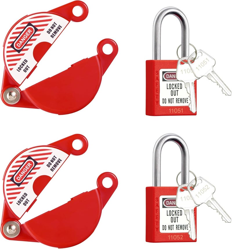 SATTRON 2 Sets Gate Valve Lockout and Safety Padlocks, Valve Lockout Device for 1 to 2-1/2 inch Diameter Valve Handles, Suited for Outdoor Water Spigot Propane Tank - Image 1